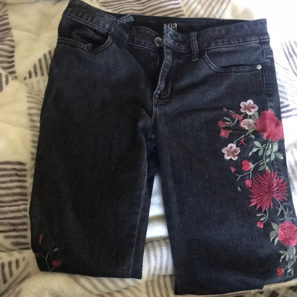 Black Flowered Jeans